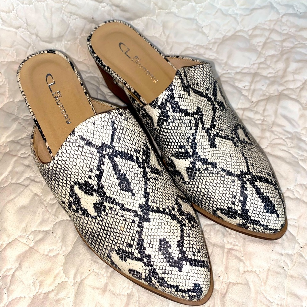 CL by Laundry snake skin mules. Size 9.5
